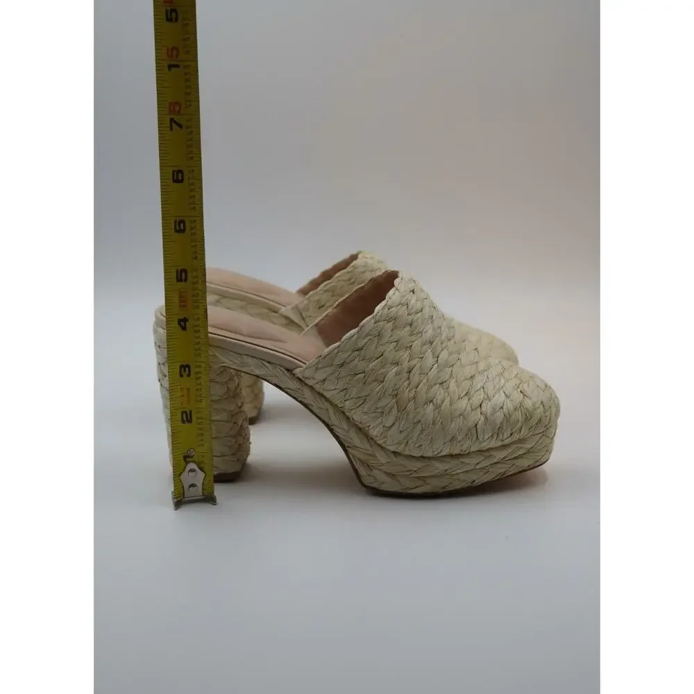 Charles David Prisca Natural Raffia Platform Sandals Heels · Size 9 · EUC Straw - Picture 6 of 7